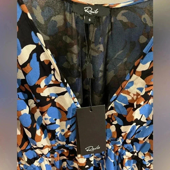 NWT Rails Tina Botanical Print Midi Dress Blue Lynx S - Picture 3 of 5